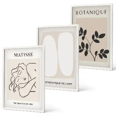 Set di 3 quadri con stampe di piante in stile Matisse