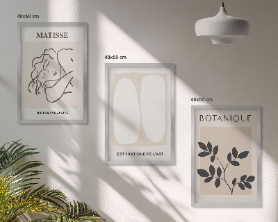 Set di 3 quadri I dipinti di piante eleganti di Matisse