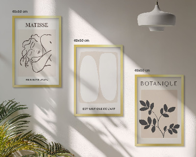 Set di 3 quadri I dipinti di piante eleganti di Matisse