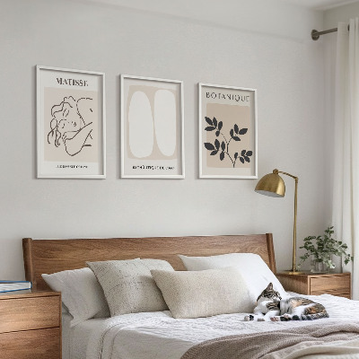 Set di 3 quadri I dipinti di piante eleganti di Matisse