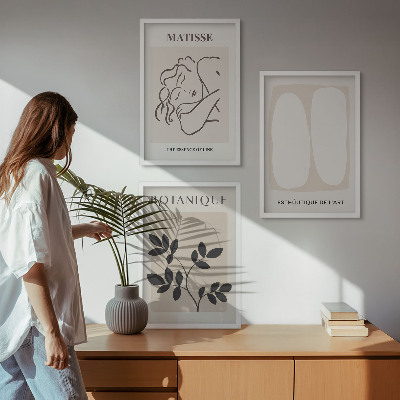 Set di 3 quadri I dipinti di piante eleganti di Matisse