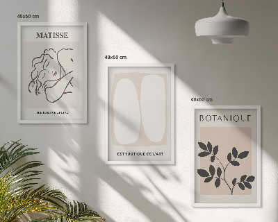 Set di 3 quadri I dipinti di piante eleganti di Matisse