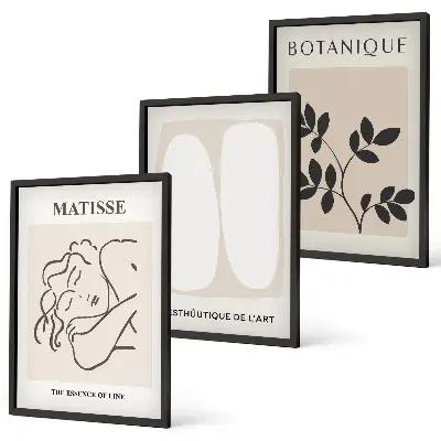 Set di 3 quadri con stampe di piante in stile Matisse
