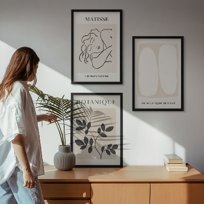 Set di 3 quadri I dipinti di piante eleganti di Matisse