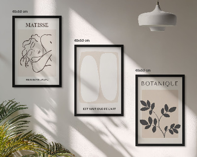 Set di 3 quadri I dipinti di piante eleganti di Matisse