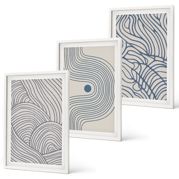 Set di quadri incorniciati Linee astratte, onde e forme