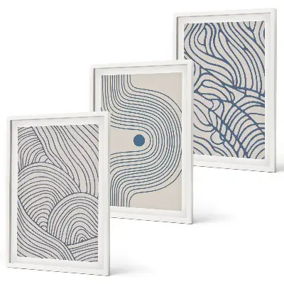 Set di quadri incorniciati con linee astratte, onde e forme