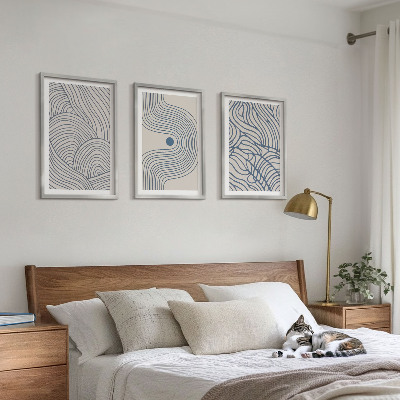 Set di quadri incorniciati Linee astratte, onde e forme