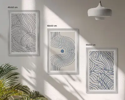 Set di quadri incorniciati con linee astratte, onde e forme