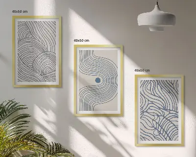 Set di quadri incorniciati con linee astratte, onde e forme