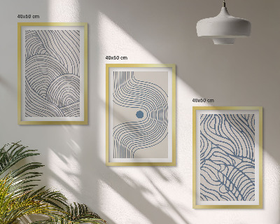 Set di quadri incorniciati Linee astratte, onde e forme