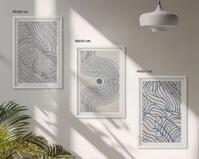 Set di quadri incorniciati con linee astratte, onde e forme