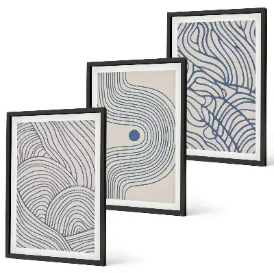 Set di quadri incorniciati con linee astratte, onde e forme