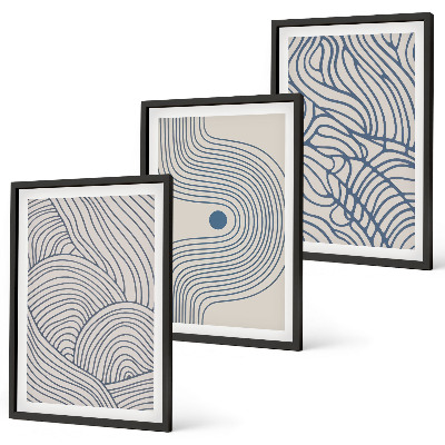 Set di quadri incorniciati Linee astratte, onde e forme