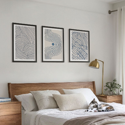 Set di quadri incorniciati Linee astratte, onde e forme