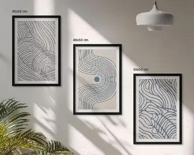 Set di quadri incorniciati con linee astratte, onde e forme