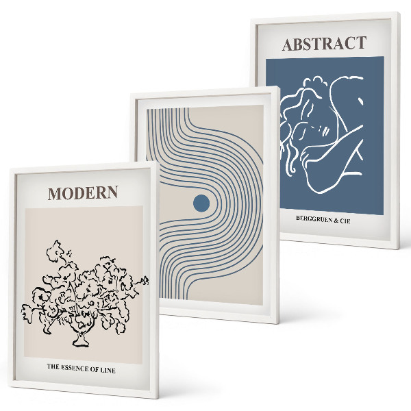 Composizione di quadri Poster astratti con linee di fiori