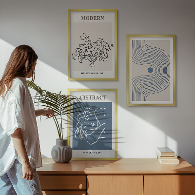 Composizione di quadri Poster astratti con linee di fiori