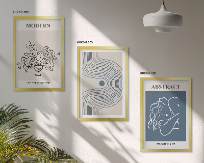 Composizione di quadri Poster astratti con linee di fiori