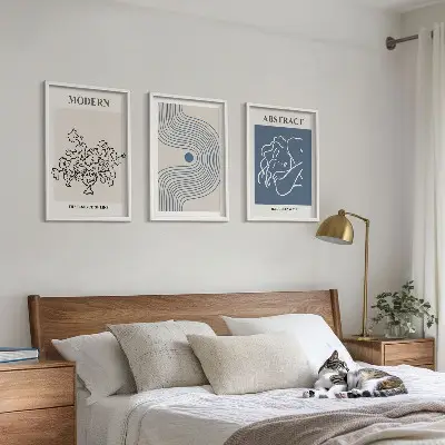 Composizione di quadri con stampe di poster astratti di fiori a linee