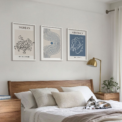 Composizione di quadri Poster astratti con linee di fiori
