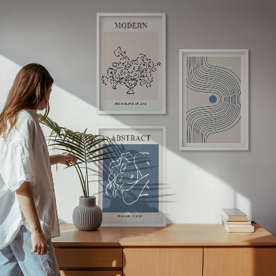 Composizione di quadri Poster astratti con linee di fiori