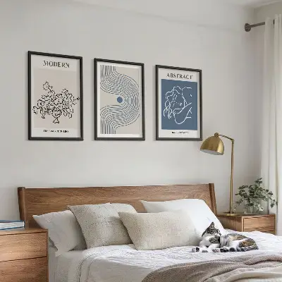 Composizione di quadri con stampe di poster astratti di fiori a linee