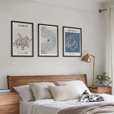 Composizione di quadri Poster astratti con linee di fiori