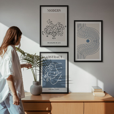 Composizione di quadri Poster astratti con linee di fiori