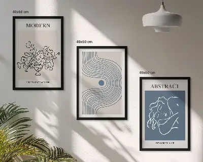 Composizione di quadri con stampe di poster astratti di fiori a linee