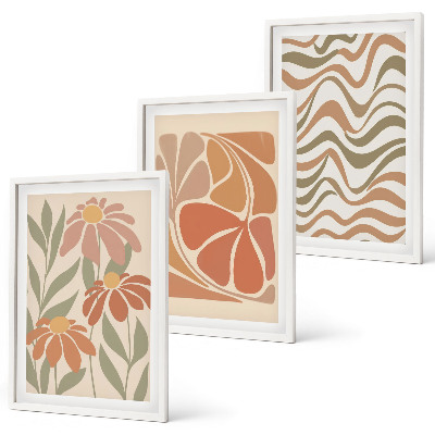 Set di 3 quadri Fiori astratti dai colori pastello
