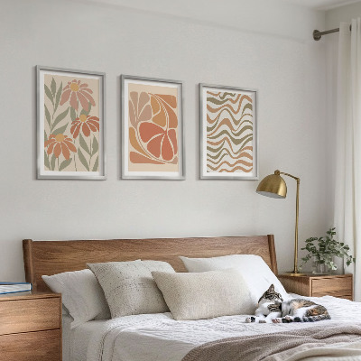 Set di 3 quadri Fiori astratti dai colori pastello