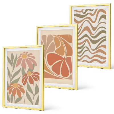 Set di 3 quadri Fiori astratti dai colori pastello