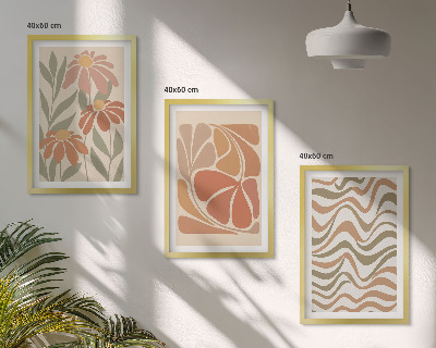 Set di 3 quadri Fiori astratti dai colori pastello