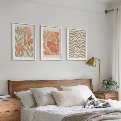 Set di 3 quadri Fiori astratti dai colori pastello