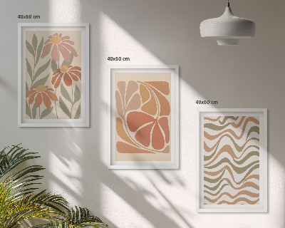 Set di 3 quadri Fiori astratti dai colori pastello