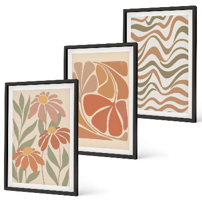 Set di 3 quadri Fiori astratti dai colori pastello