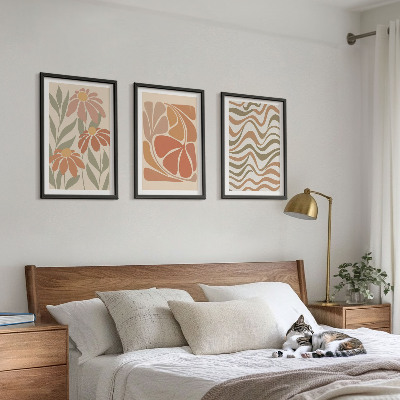 Set di 3 quadri Fiori astratti dai colori pastello