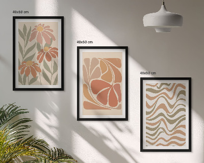 Set di 3 quadri Fiori astratti dai colori pastello