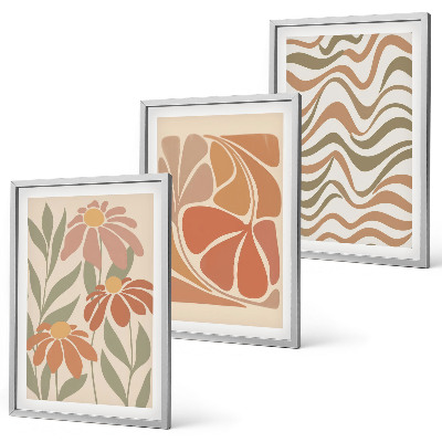 Set di 3 quadri Fiori astratti dai colori pastello