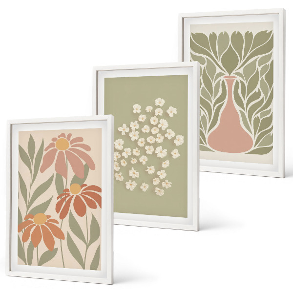 Set di quadri incorniciati Motivi floreali in stile boho