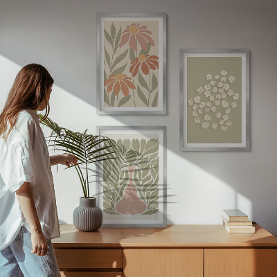 Set di quadri incorniciati Motivi floreali in stile boho