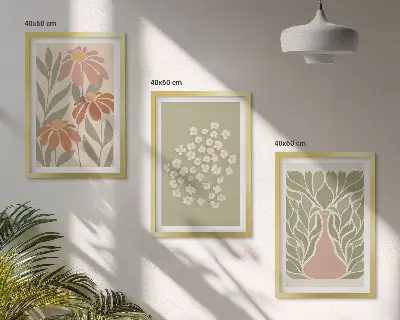 Set di quadri incorniciati con motivi floreali in stile boho
