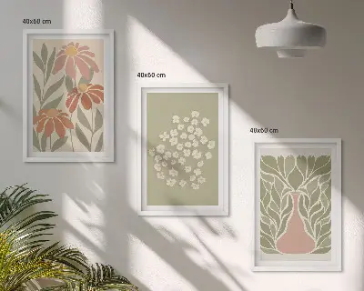 Set di quadri incorniciati con motivi floreali in stile boho