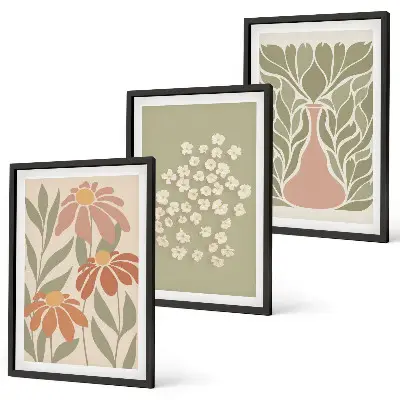 Set di quadri incorniciati con motivi floreali in stile boho