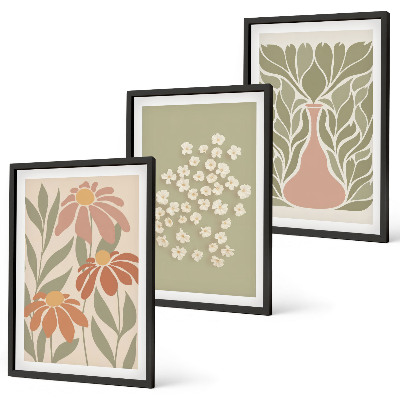 Set di quadri incorniciati Motivi floreali in stile boho