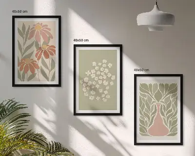 Set di quadri incorniciati con motivi floreali in stile boho