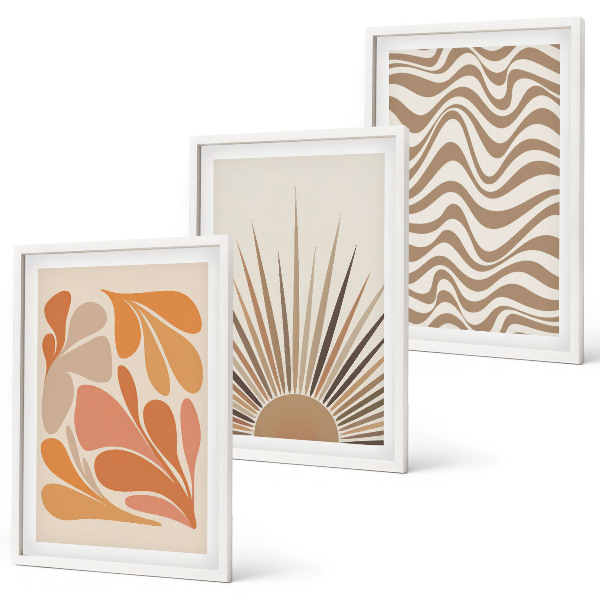 Set di 3 quadri Forme pastello boho solari
