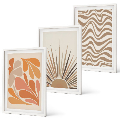 Set di 3 quadri Forme pastello boho solari