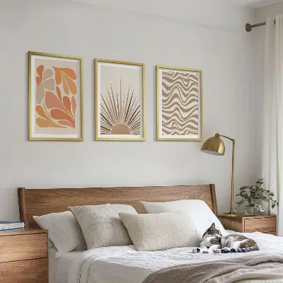Set di 3 quadri con forme astratte boho dai toni pastello